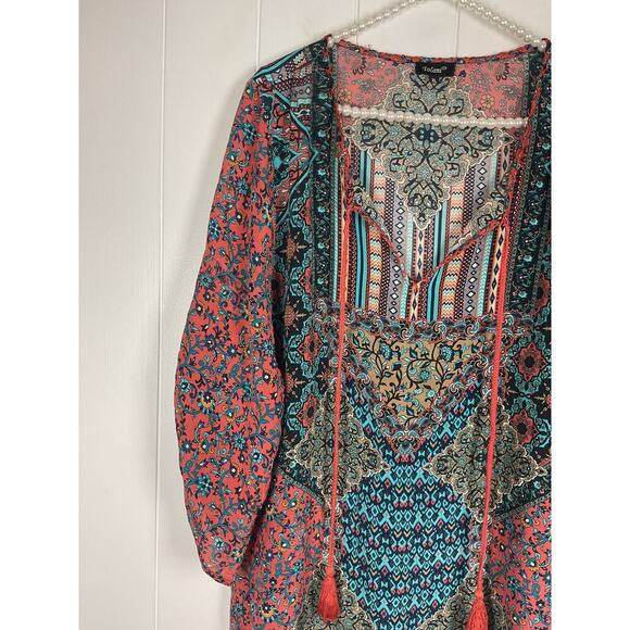 Tolani Chloe Multi Color Floral Pattern 100% Silk Mini Dress/Swin Cover Size XL - Picture 3 of 8